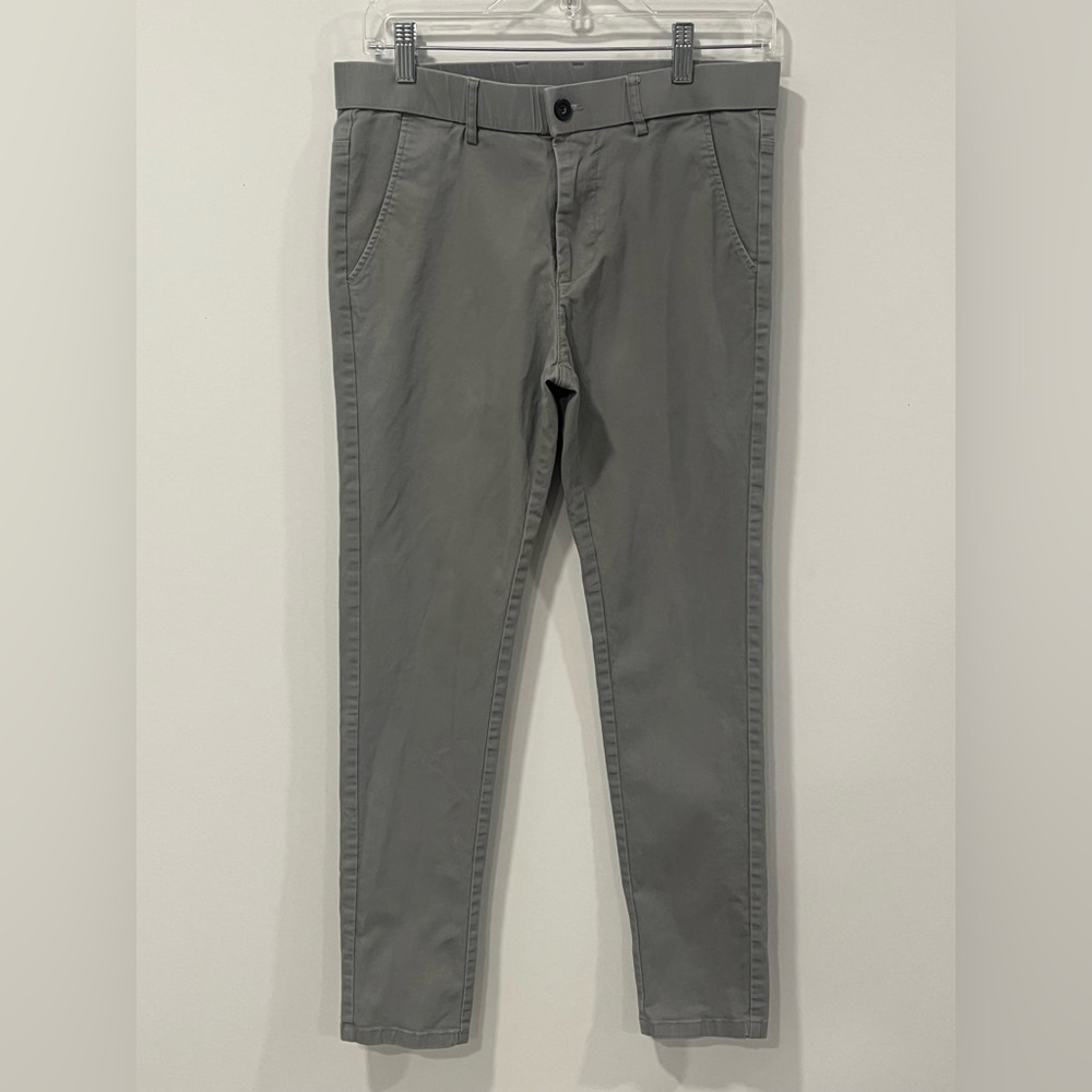 Youth Gray Slim Khaki Pants with spandex